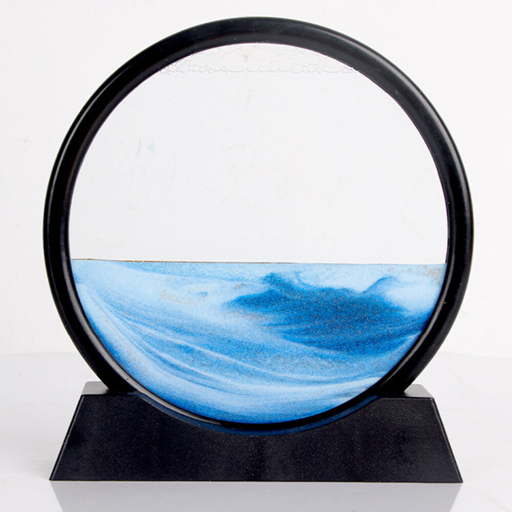7" 12" Art Painting Deep Sea round Glass Desktop 3D Moving Sand Art Picture