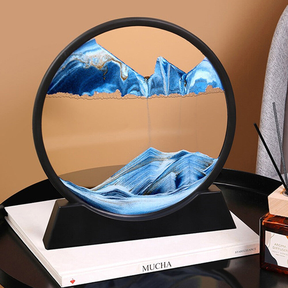 7" 12" Art Painting Deep Sea round Glass Desktop 3D Moving Sand Art Picture