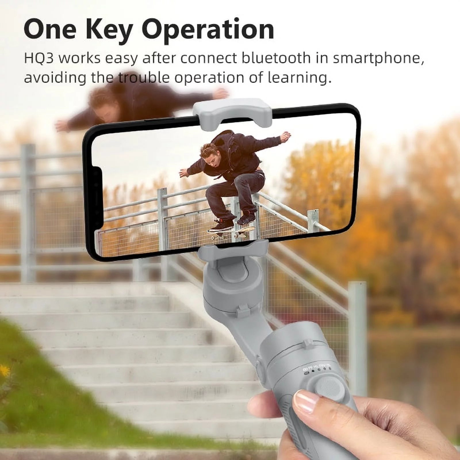 Smartphone Stabilizer, 3-Axis Foldable Pocket Gimbal, Stable Perfect Selfies, Smooth Video