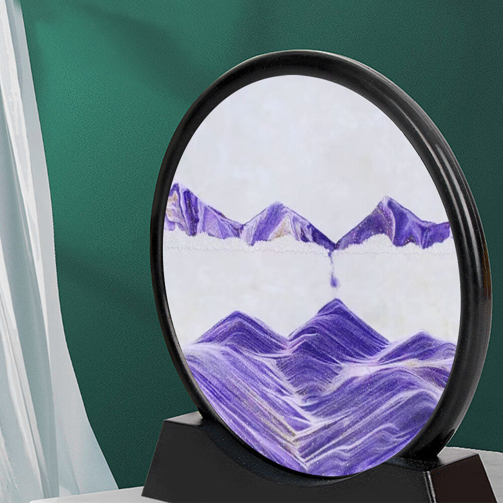7" 12" Art Painting Deep Sea round Glass Desktop 3D Moving Sand Art Picture