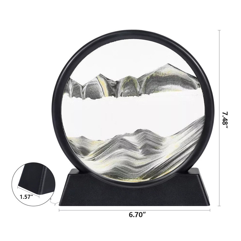 7" 12" Art Painting Deep Sea round Glass Desktop 3D Moving Sand Art Picture