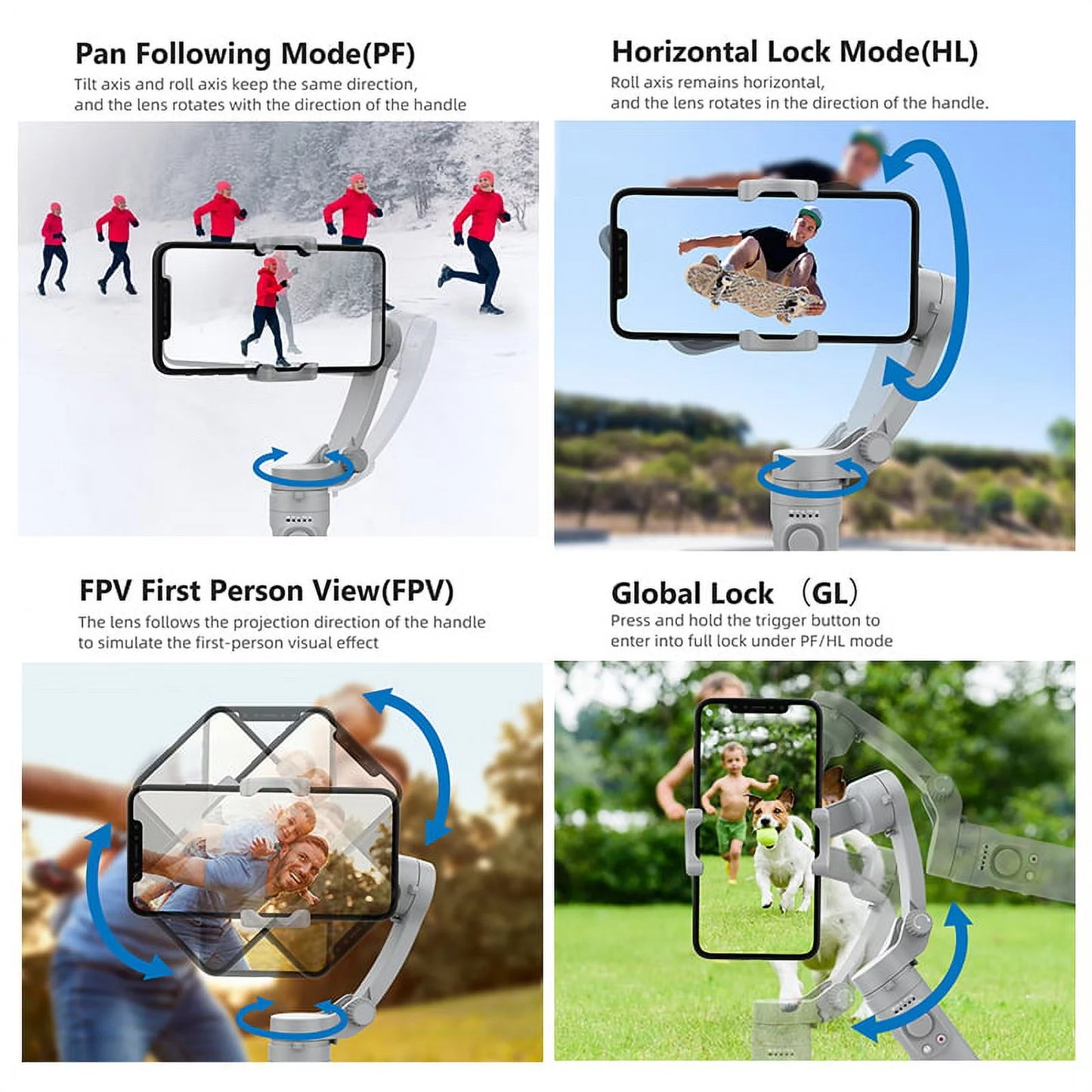 Smartphone Stabilizer, 3-Axis Foldable Pocket Gimbal, Stable Perfect Selfies, Smooth Video