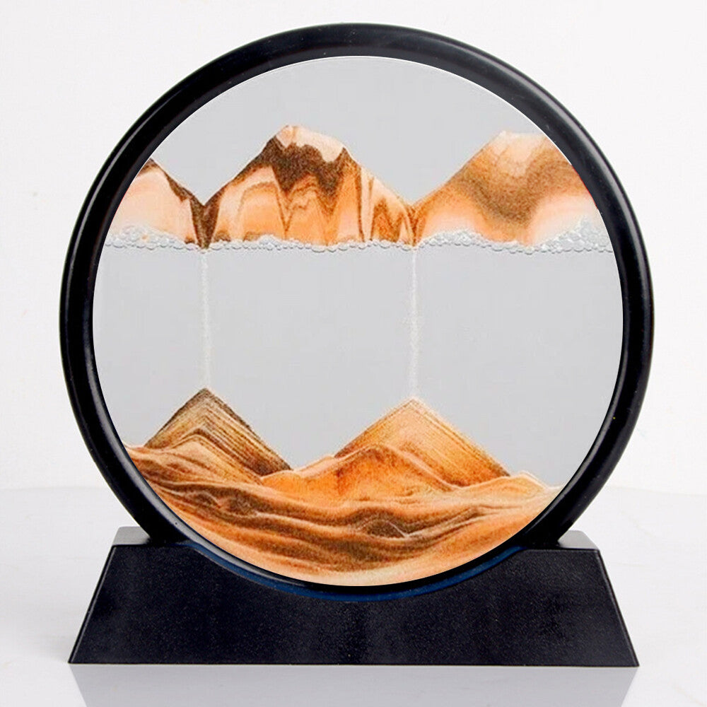 7" 12" Art Painting Deep Sea round Glass Desktop 3D Moving Sand Art Picture
