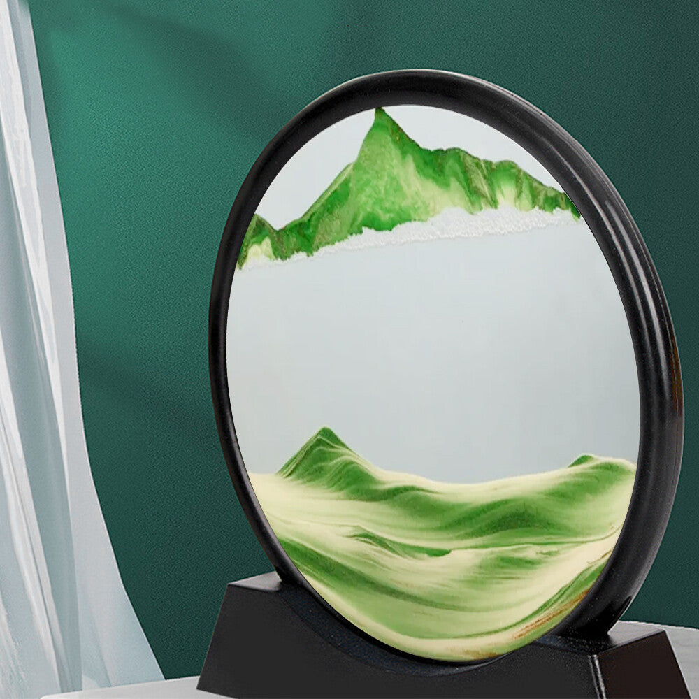 7" 12" Art Painting Deep Sea round Glass Desktop 3D Moving Sand Art Picture