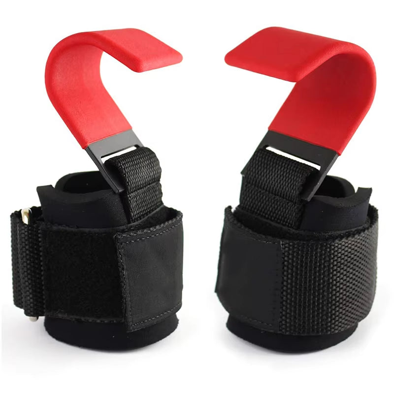 Weight Lifting Hook Grips with Wrist Wraps Hand-Bar