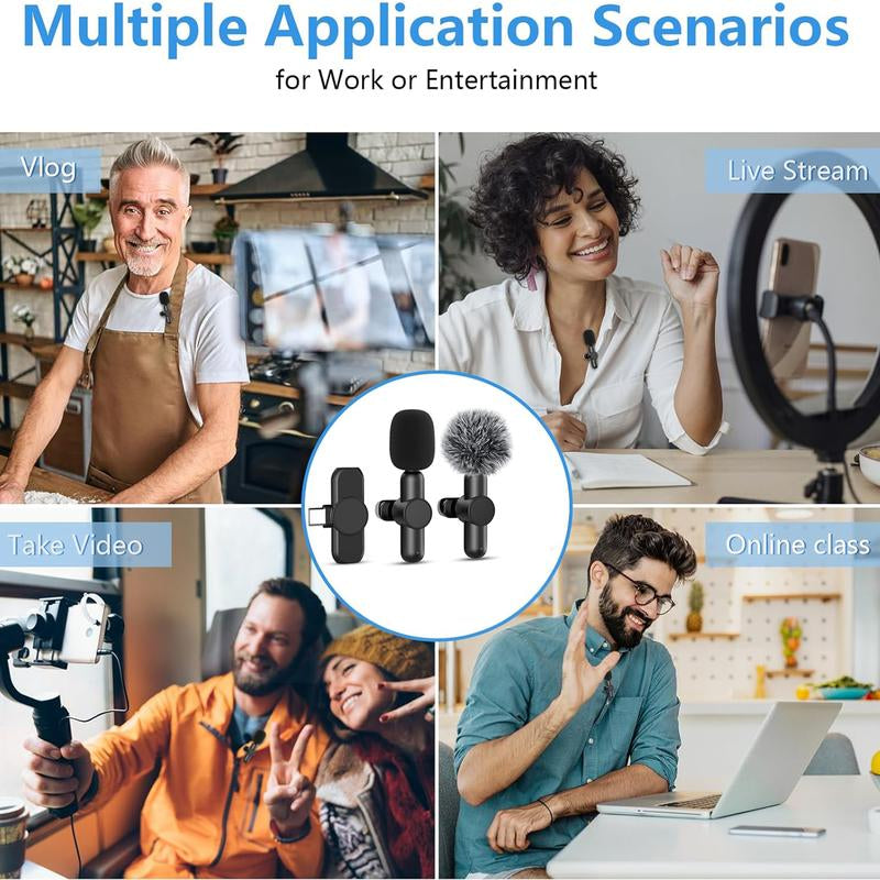HITOZON Wireless Lavalier Microphone for Iphone/Android Phone,Plug-Play Lapel Mic for Video Recording