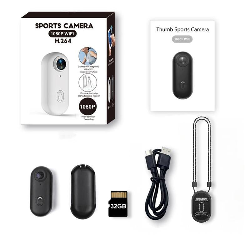 NUISK 4K Mini Action Camera, 128GB Thumb Body Camera, Wearable Video Recorder with IPX7 Waterproof Underwater Camcorder, Helmet Mount, Magnetic Sport DV for Bike Cycling, Pet, Vlogging Movie Metal 4K+128G Black Stick