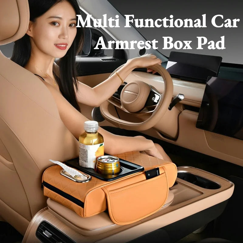 Auto Center Console Armrest Cushion with 2 Cup Holder