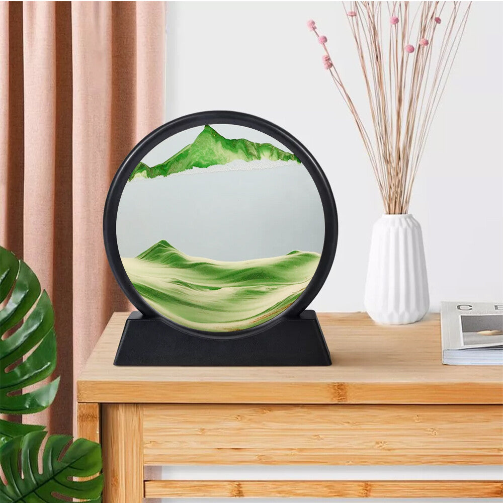 7" 12" Art Painting Deep Sea round Glass Desktop 3D Moving Sand Art Picture