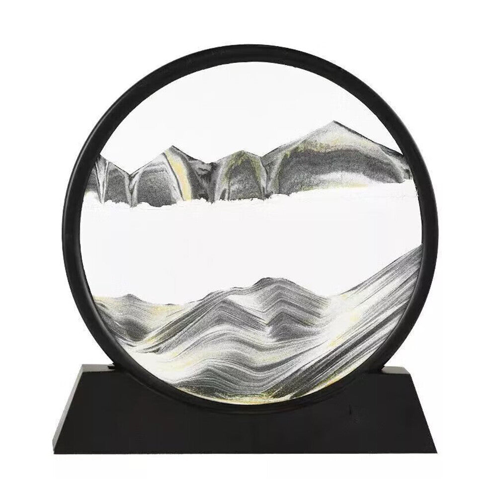 7" 12" Art Painting Deep Sea round Glass Desktop 3D Moving Sand Art Picture
