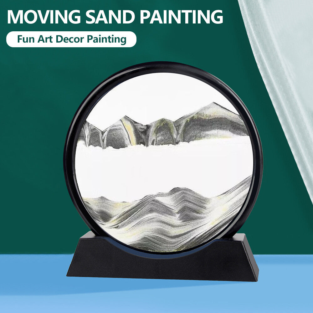 7" 12" Art Painting Deep Sea round Glass Desktop 3D Moving Sand Art Picture