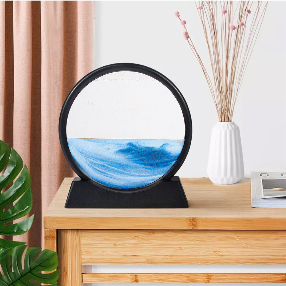 7" 12" Art Painting Deep Sea round Glass Desktop 3D Moving Sand Art Picture