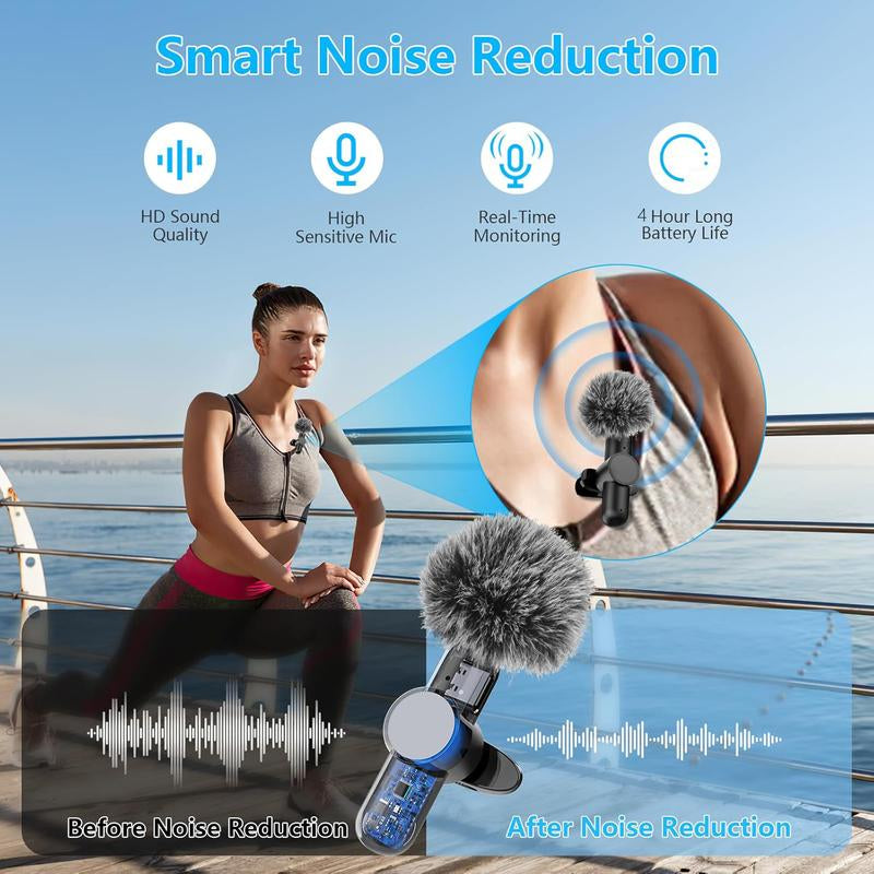 HITOZON Wireless Lavalier Microphone for Iphone/Android Phone,Plug-Play Lapel Mic for Video Recording