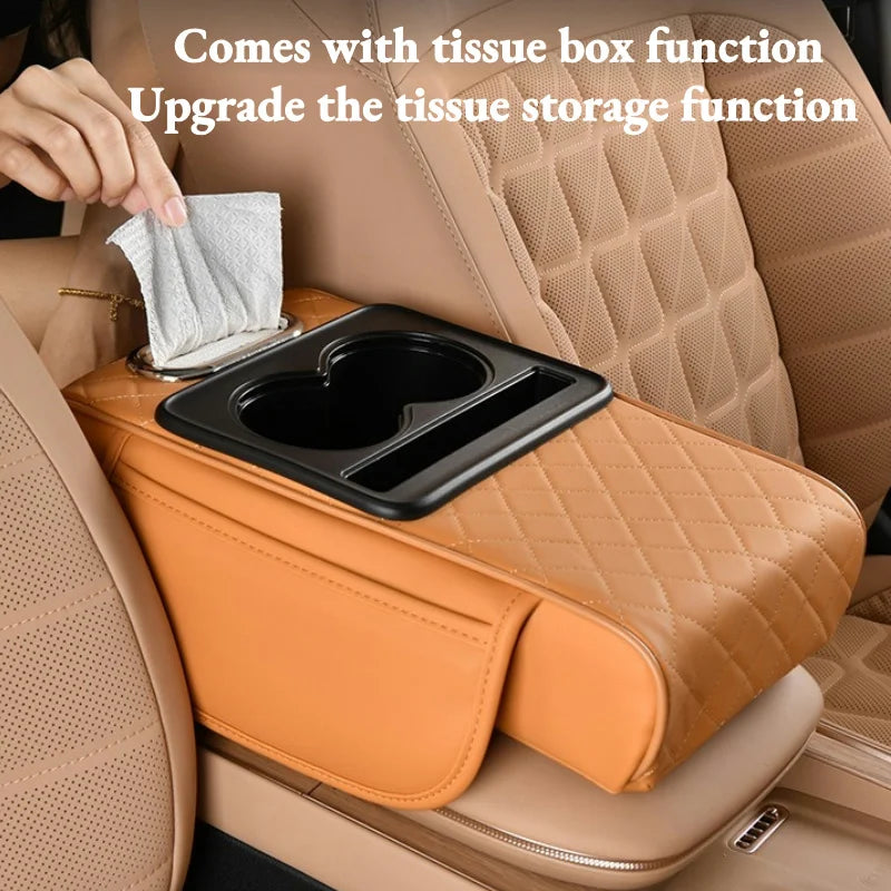 Auto Center Console Armrest Cushion with 2 Cup Holder
