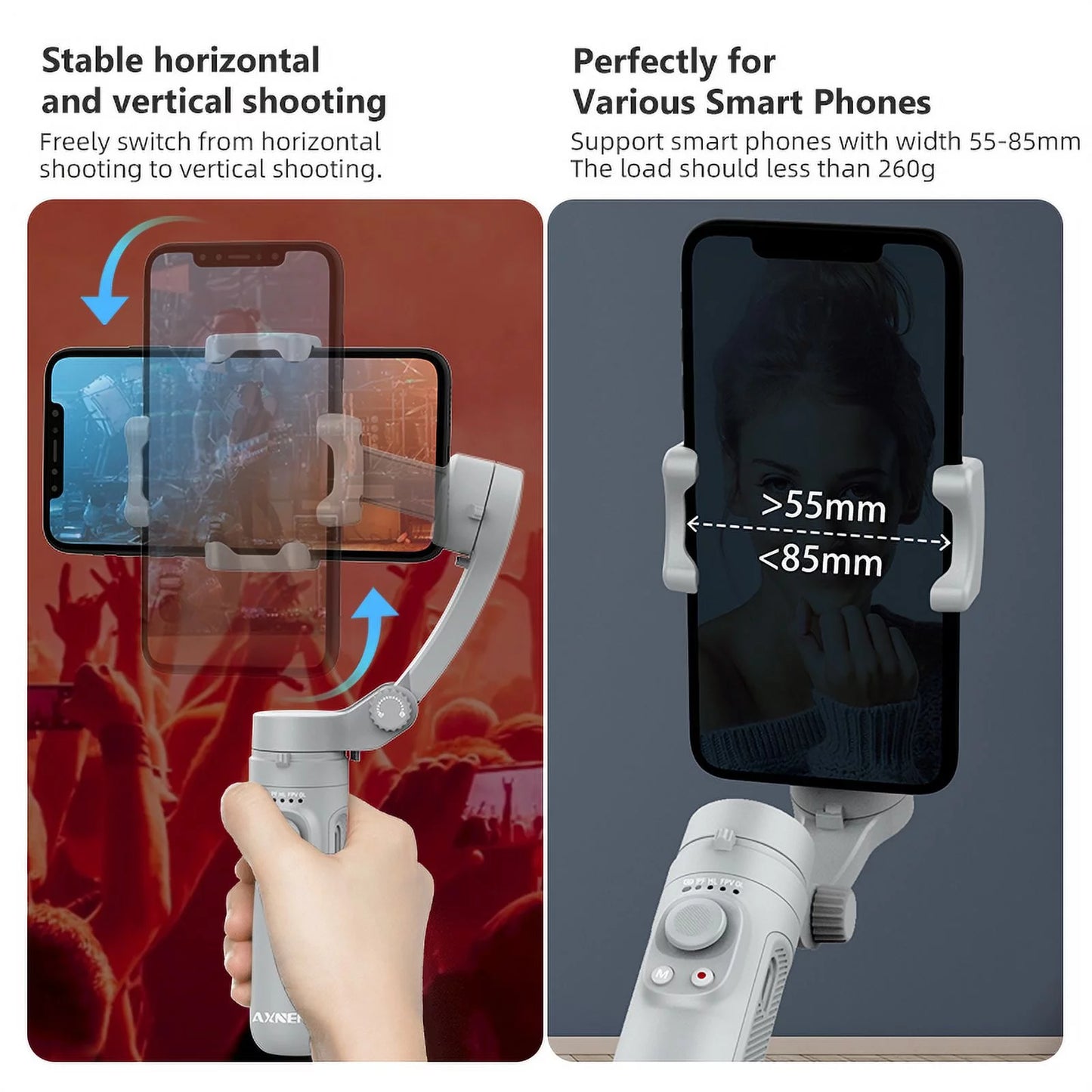Smartphone Stabilizer, 3-Axis Foldable Pocket Gimbal, Stable Perfect Selfies, Smooth Video