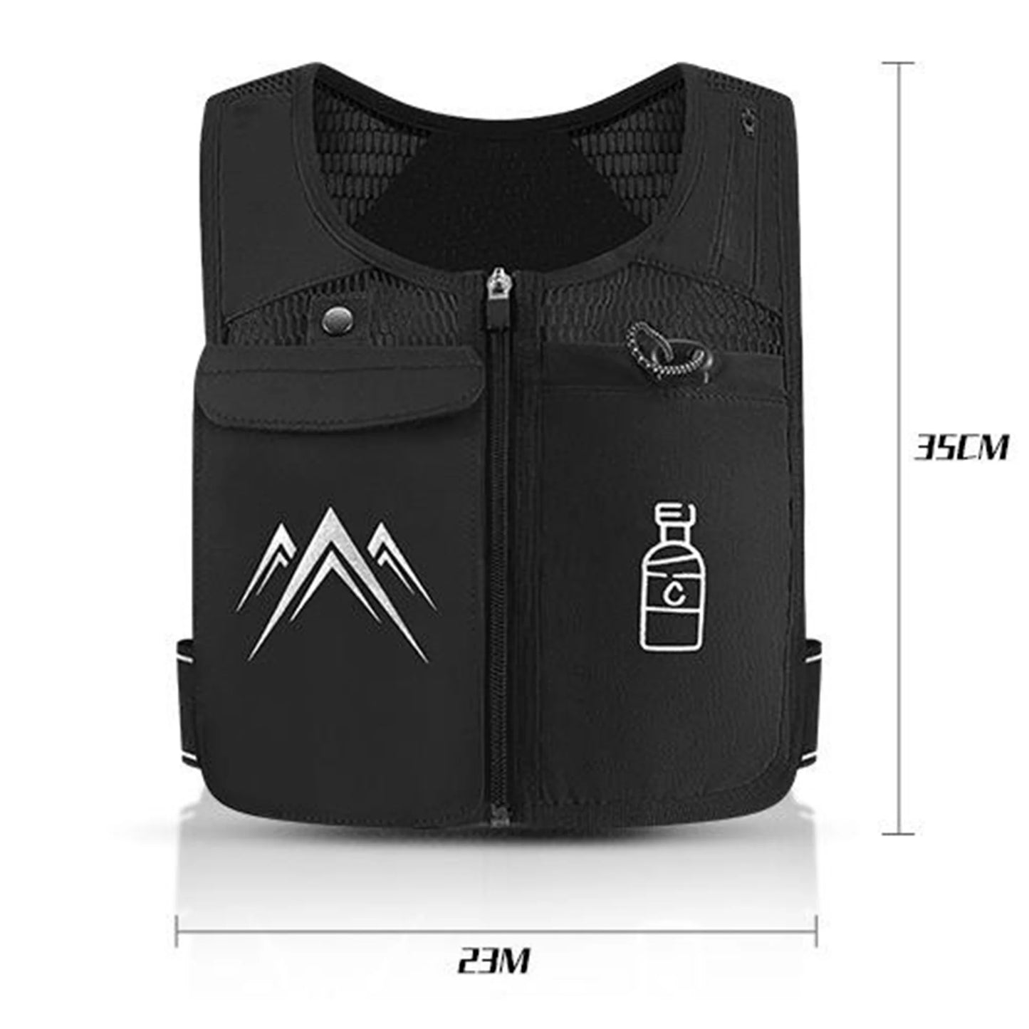 Running Vest, Zip Reflective Running Vests with 500Ml Hydration Bottle
