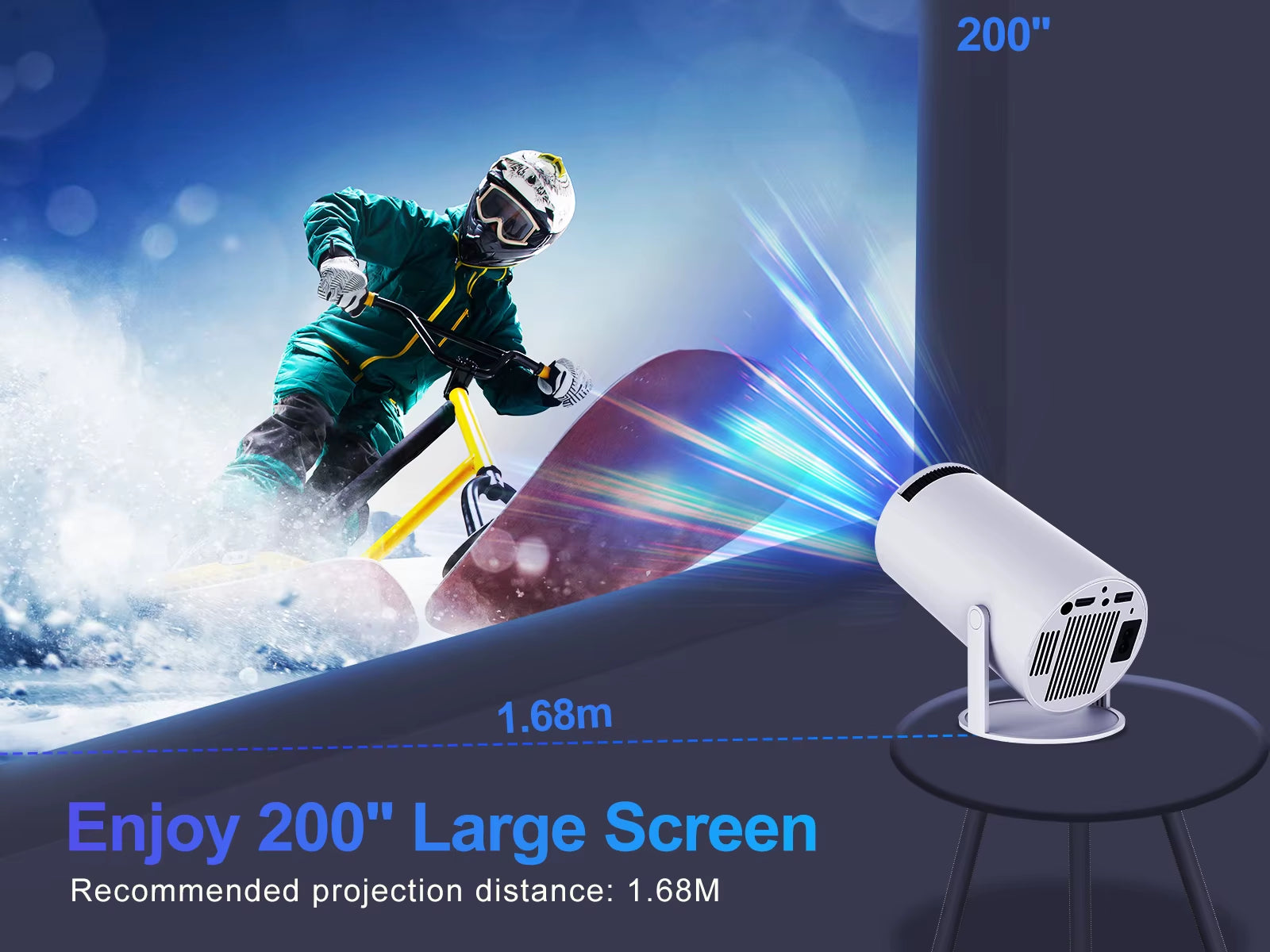HY300 Pro Projector 290ANSI Native 720P Wireless Screen Mirroring System Dual Band Wifi Hi-Chip A3100 for Home Theater