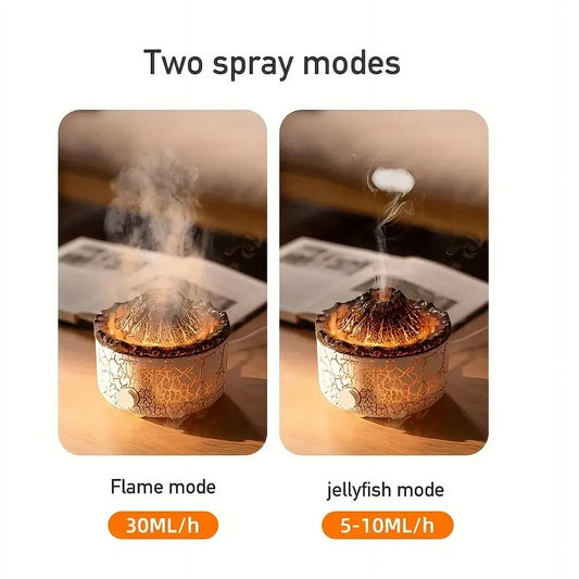 Flame Diffuser Humidifier, with 3D Flame and Volcano explosion effect 