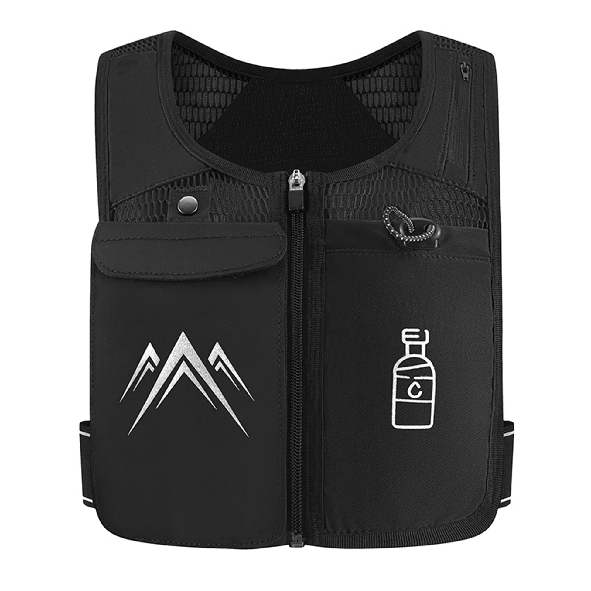 Running Vest, Zip Reflective Running Vests with 500Ml Hydration Bottle