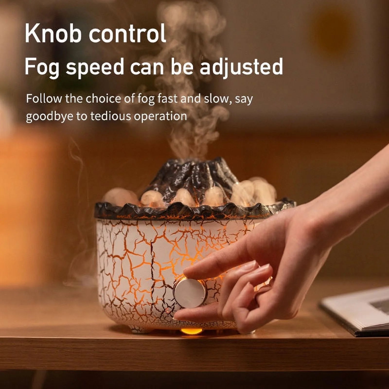 Flame Diffuser Humidifier, with 3D Flame and Volcano explosion effect 
