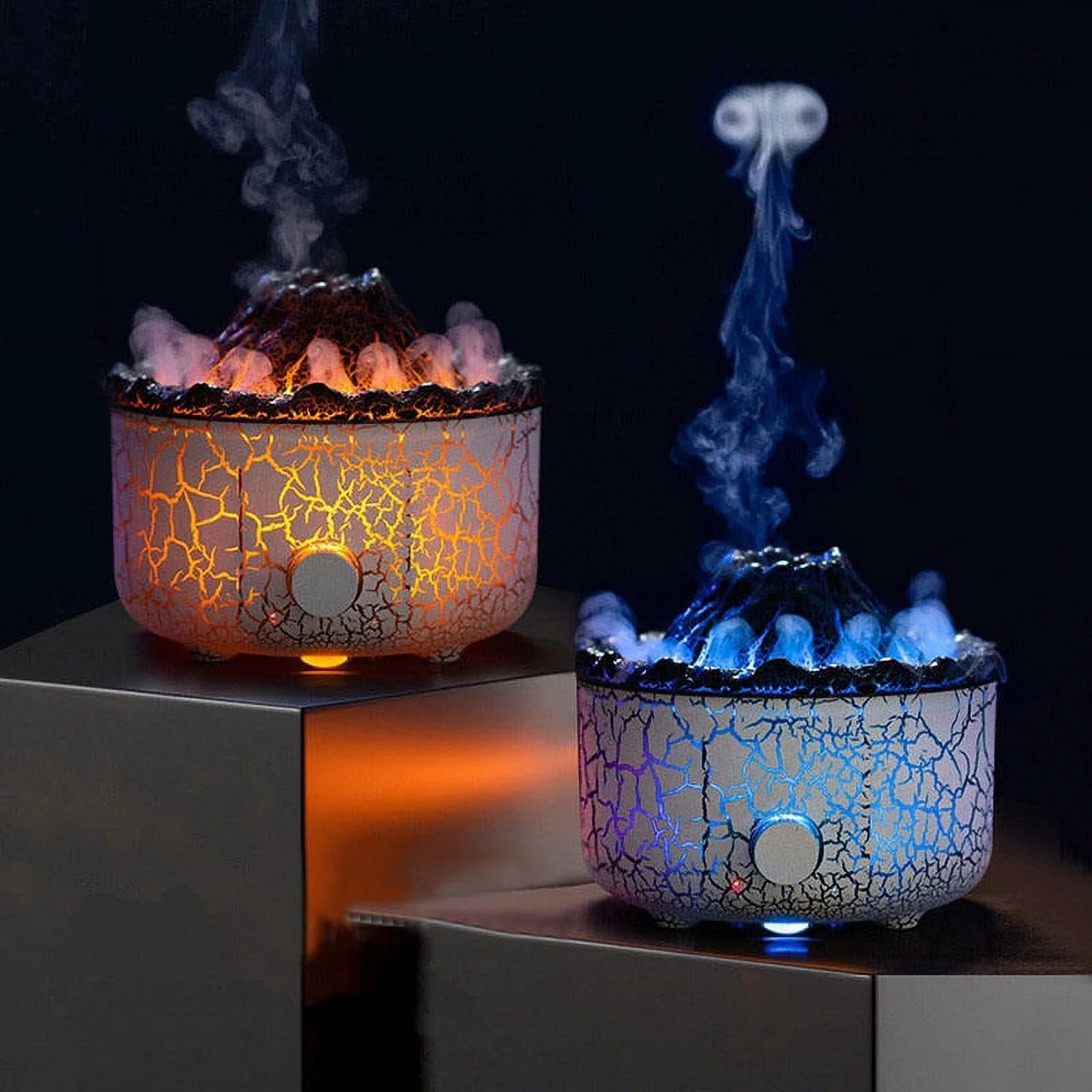 Flame Diffuser Humidifier, with 3D Flame and Volcano explosion effect 