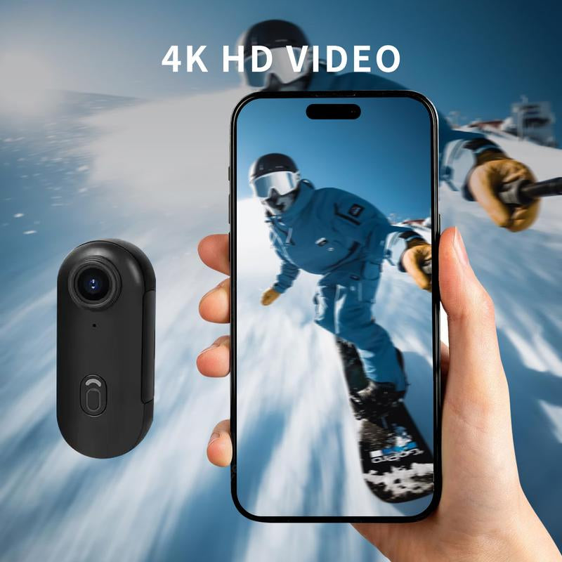 NUISK 4K Mini Action Camera, 128GB Thumb Body Camera, Wearable Video Recorder with IPX7 Waterproof Underwater Camcorder, Helmet Mount, Magnetic Sport DV for Bike Cycling, Pet, Vlogging Movie Metal 4K+128G Black Stick