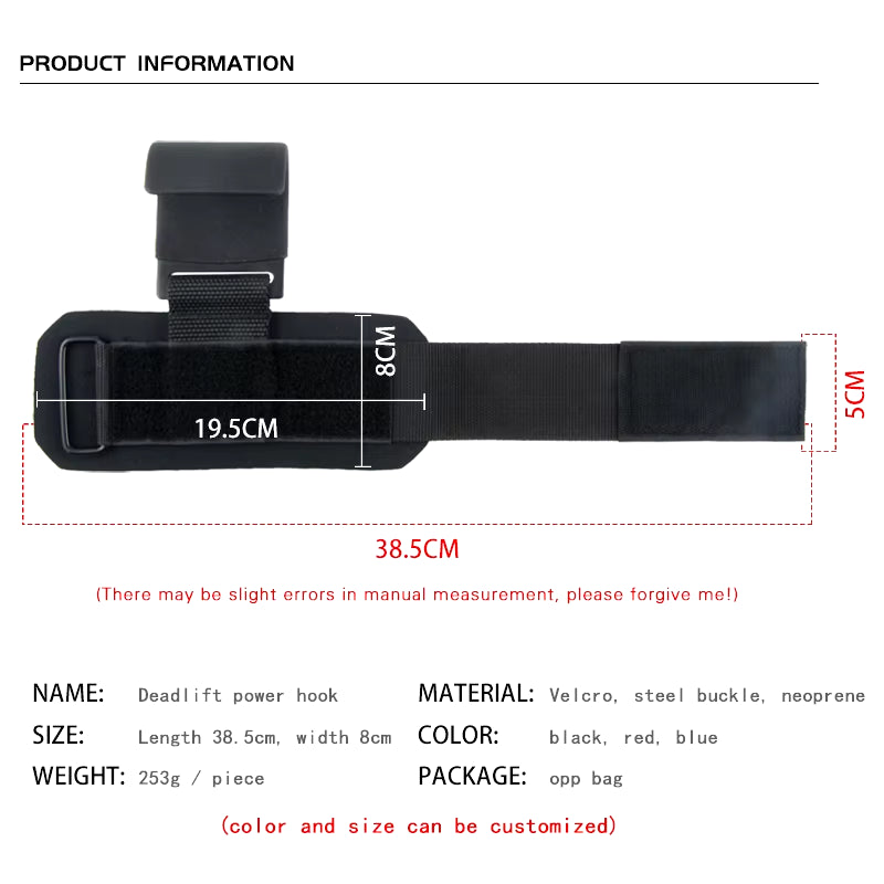Weight Lifting Hook Grips with Wrist Wraps Hand-Bar 