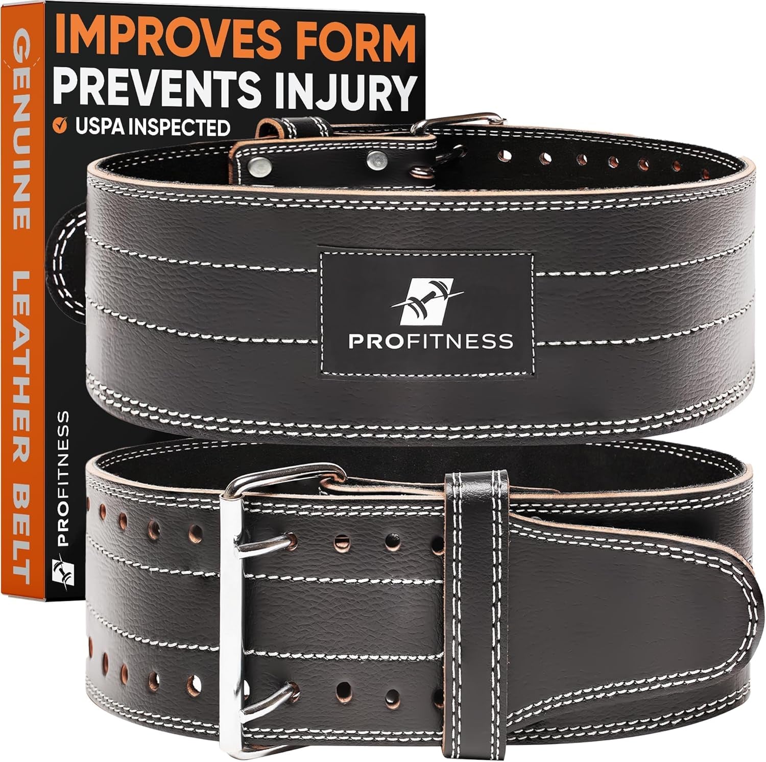 Weight Lifting Belt (5Mm Thick) - Leather Weight Belt for Men & Women - Back Support Squat Belt 