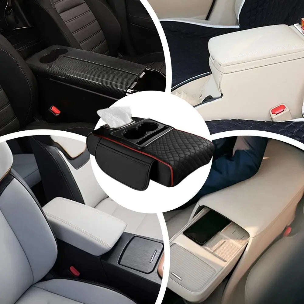 Auto Center Console Armrest Cushion with 2 Cup Holder 