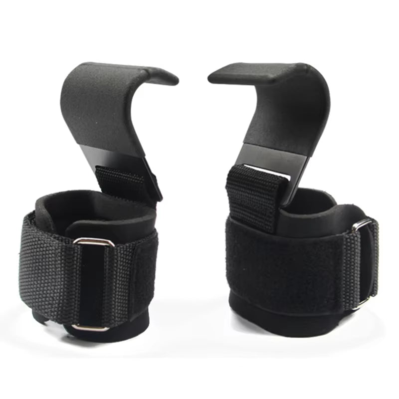 Weight Lifting Hook Grips with Wrist Wraps Hand-Bar 