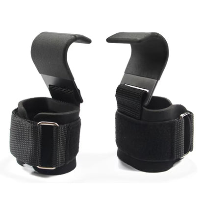 Weight Lifting Hook Grips with Wrist Wraps Hand-Bar 
