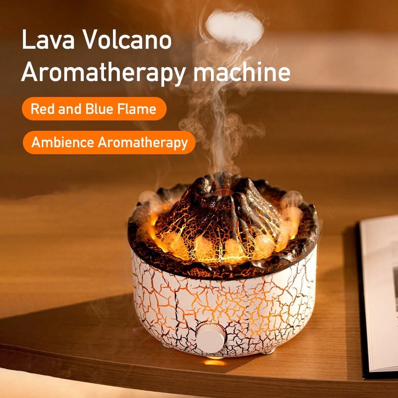 Flame Diffuser Humidifier, with 3D Flame and Volcano explosion effect 