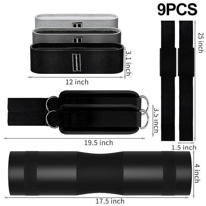 9 Pcs Barbell Pad Set, Barbell Squat Pad for Hip Thrusts