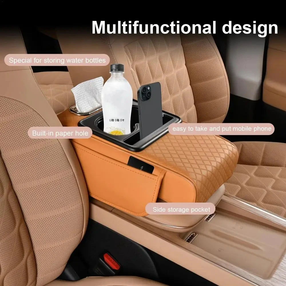 Auto Center Console Armrest Cushion with 2 Cup Holder 
