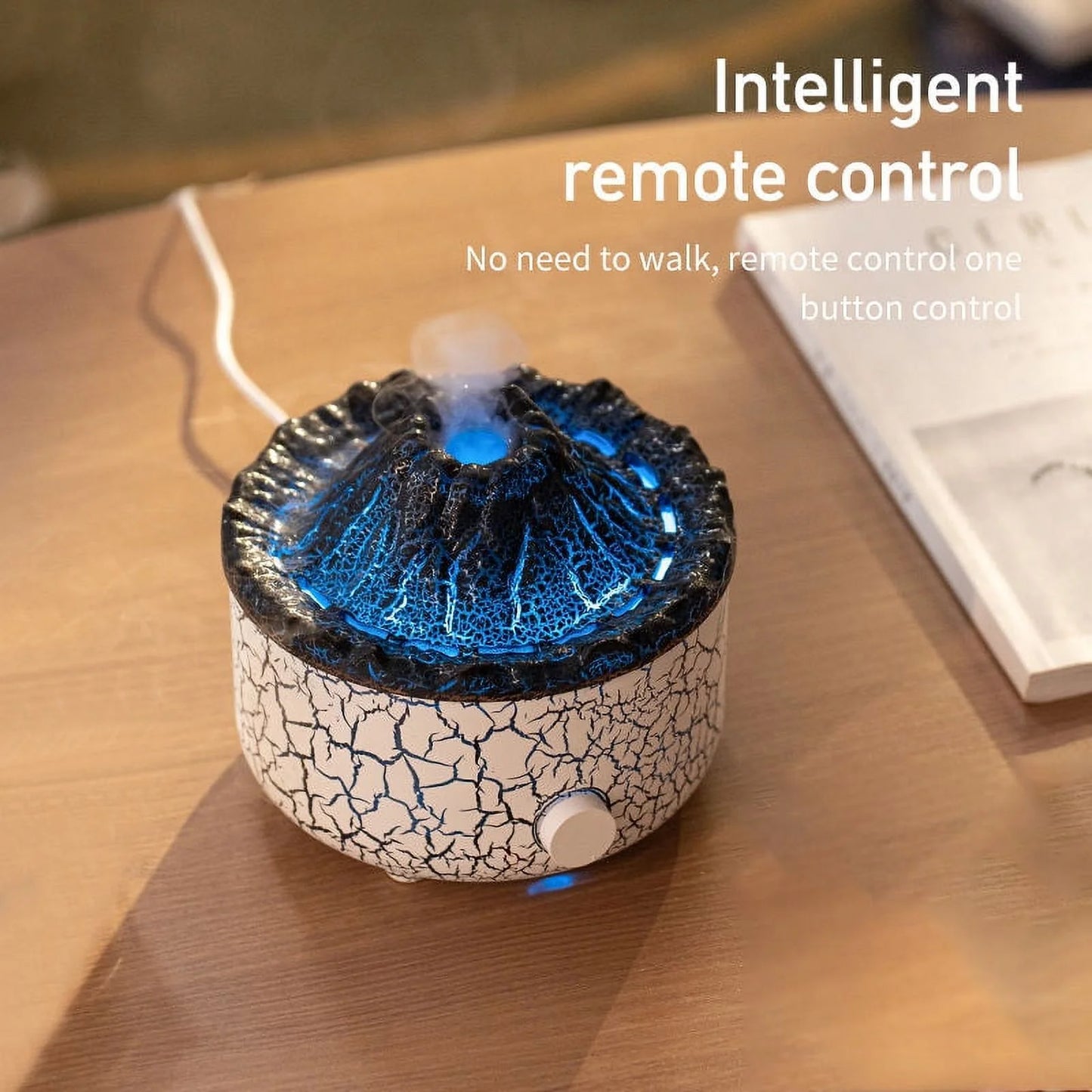 Flame Diffuser Humidifier, with 3D Flame and Volcano explosion effect 